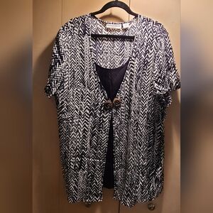 Sag Harbor Black and White Blouse 3X